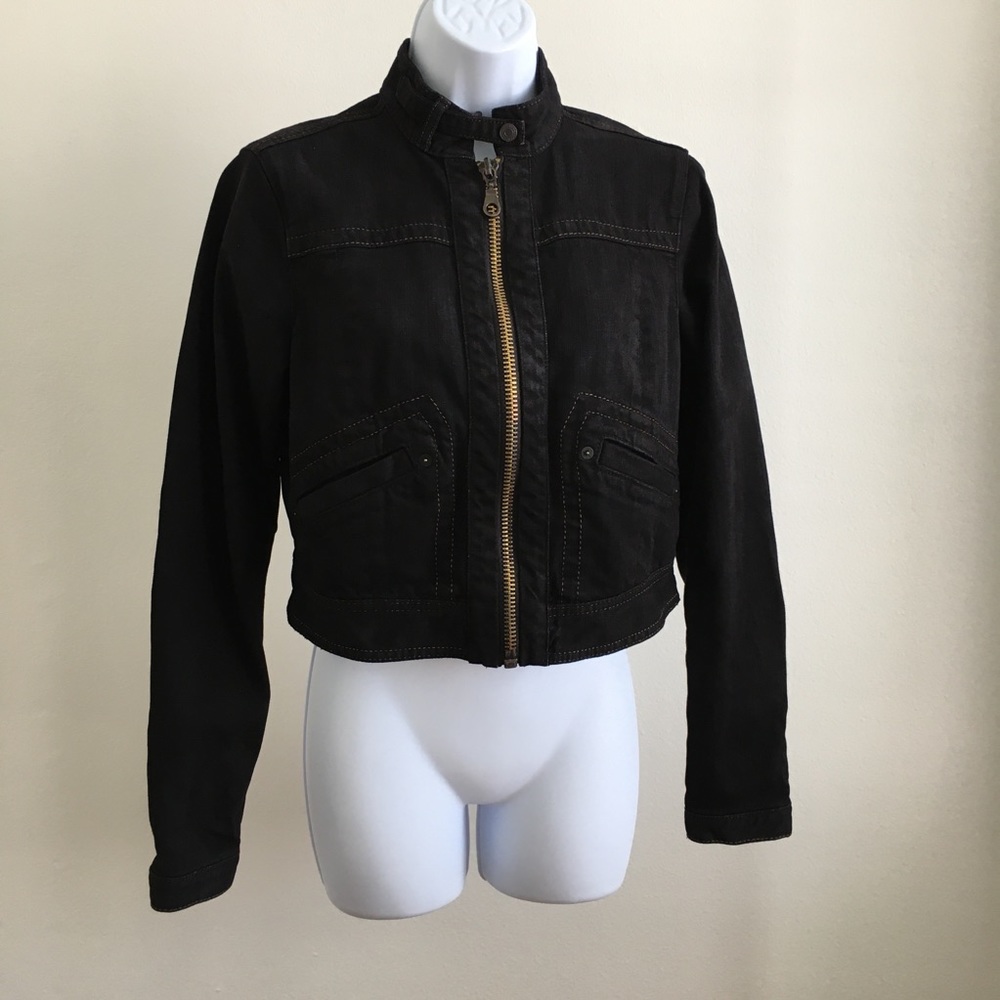 Gap Moto Military Bomber Denim Crop Jacket